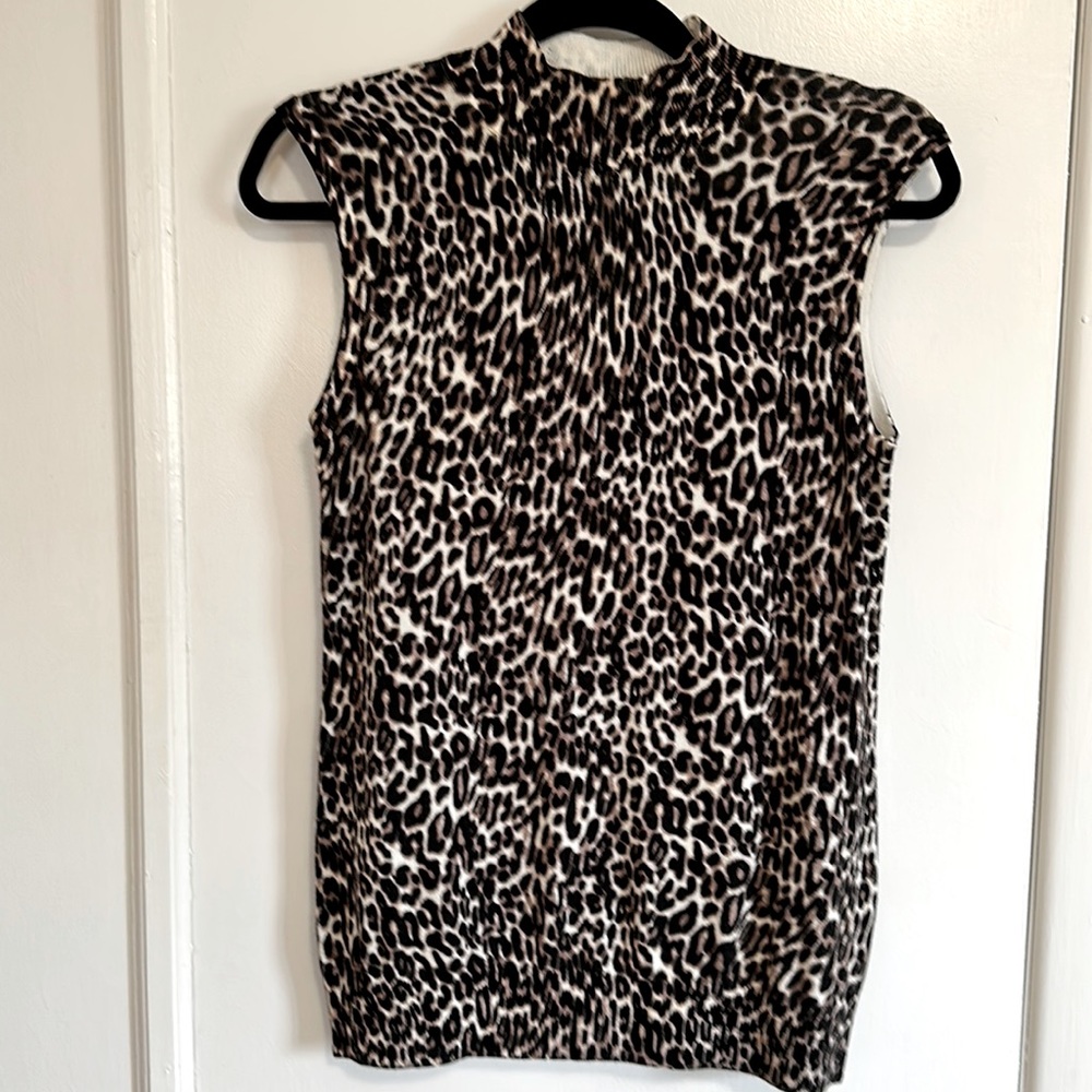 Cable & Gauge sleeveless turtleneck top shirt animal print size Large L